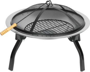 Vatra de foc cu gratar de gradina grill rotund metal 57x40 cm Strend Pro BBQ Mara 
