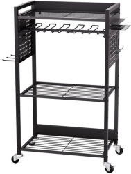 Carucior organizator cu 4 niveluri pentru scule max 68 kg 4 x roti 560 x 350 x 970 mm carlige laterale 