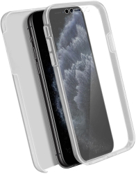 Husa intergrala pentru iPhone 11 Pro Max 360° Full Cover cu Fata din Silicon si Spate din Plastic protectie totala Transparenta 