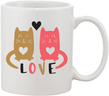 Cana alba personalizata Cats in love INOVATIX® . 330ml 