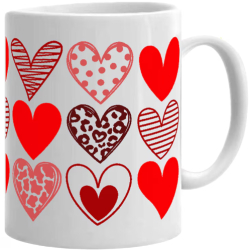 Cana alba personalizata Colectia Valentines Day Red Hearts Model 3 INOVATIX® . 330ml 