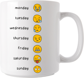 Cana alba personalizata Emoji zilele saptamanii INOVATIX® . 330ml