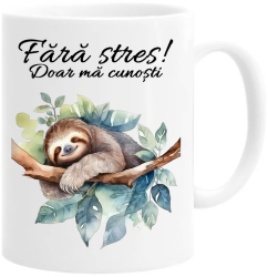 Cana alba personalizata fara stres doar ma cunosti lenes INOVATIX® . 330 ml 