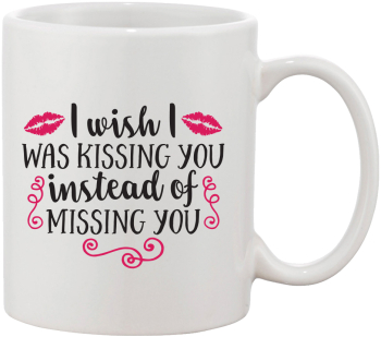 Cana alba personalizata I wish I was kissing you instead of missing you INOVATIX® . 330 ml 