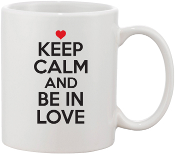 Cana alba personalizata Keep calm and be in love INOVATIX® . 330ml 