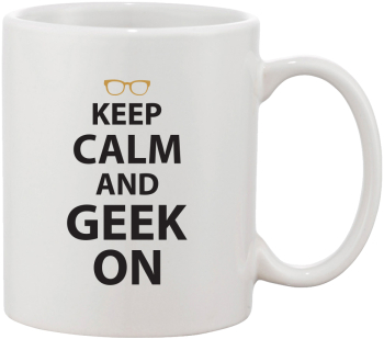Cana alba personalizata Keep calm and geek on INOVATIX® . 330ml 