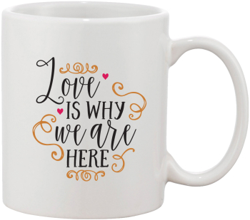 Cana alba personalizata Love is why we are here INOVATIX® . 330ml 