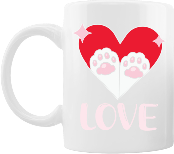 Cana alba personalizata Love paws INOVATIX® . 330ml 