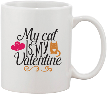 Cana alba personalizata My cat is my Valentine INOVATIX® . 330ml 