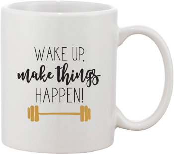 Cana alba personalizata Wake up make things happen INOVATIX® . 330ml 