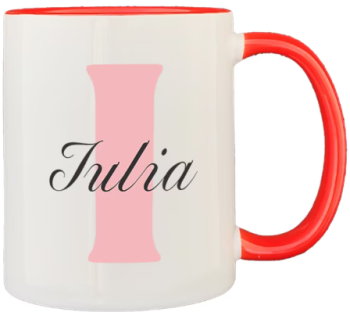 Cana maner rosu personalizata prenume Iulia INOVATIX® . 330ml 