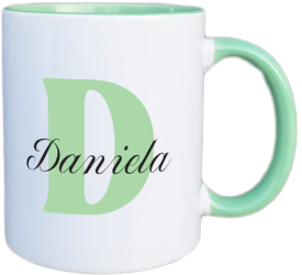 Cana maner verde personalizata prenume Daniela INOVATIX® . 330ml 