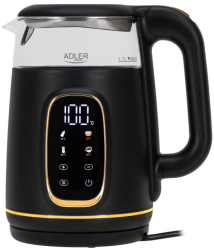 Fierbator electric Adler AD 1305 1850/2200 W 1 7 l Control tactil Afisaj LCD color Cinci setari de temperatura 40-100° C Filtru ant 