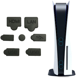 Set 7 capace din silicon pentru protectie porturi consola PlayStation 5 Negru 