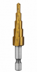 Burghiu conic Hogert HT6D321 4-12 mm HSS pentru lemn/metal 