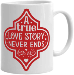 Cana alba personalizata A true love story never ends INOVATIX® . 330ml 