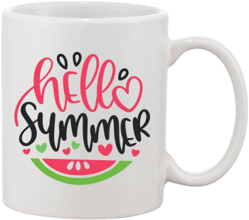 Cana alba personalizata Hello summer INOVATIX® . 330ml 