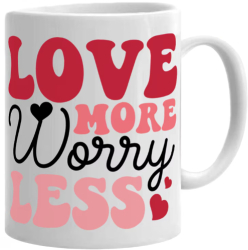 Cana alba personalizata Love more worry less INOVATIX® . 330ml 
