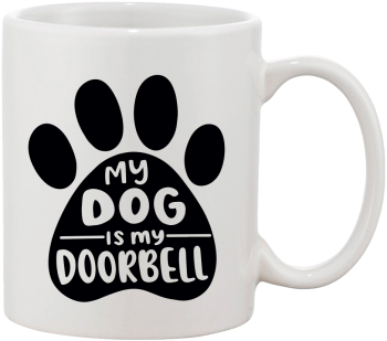 Cana alba personalizata My dog is my doorbell INOVATIX® . 330ml 
