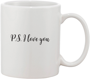 Cana alba personalizata P.S. I love you INOVATIX® . 330ml 