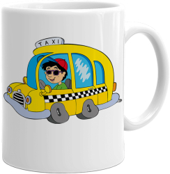 Cana alba personalizata pentru taximetristi INOVATIX® . 330ml 