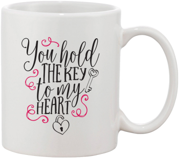 Cana alba personalizata You hold the key to my heart INOVATIX® . 330ml 