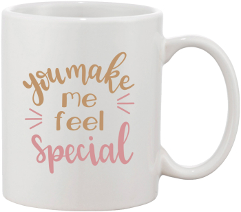 Cana alba personalizata You make me feel special INOVATIX® . 330ml 