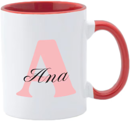 Cana maner rosu personalizata prenume Ana INOVATIX® . 330ml 