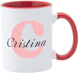 Cana maner rosu personalizata prenume Cristina INOVATIX® . 330ml 