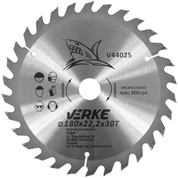 Disc de taiere lemn 180x22.2mm V44025 Verke 