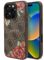 Husa pentru iPhone 16 Pro Max - Guess Hardcase 4G Flower Print MagSafe GUHMP16XP4ROPEMCW - Brown 