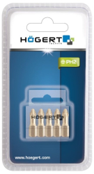Set 5 biti de surubelnita Hogert PH2 25 mm otel S2 acoperit cu nitrura de titan 