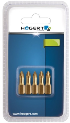 Set 5 biti de surubelnita Hogert PZ1 25 mm otel S2 acoperit cu nitrura de titan 