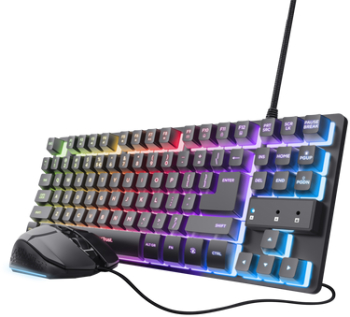 Kit Wireless Trust GXT 798 2-in-1 - Tastatura RGB LED USB-C/USB-A Black + Mouse Optic USB-C/USB-A Black