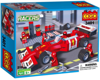 Blocuri de constructie Statie de alimentare masina Formula 1 Cogo 218piese +6ani 