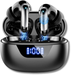 Casti wireless inteligente EM-HE-008A Ecran LED inteligent Bluetooth 5.3 Sunet 3D HiFi Stereo bass puternic control tactil IPX4 microfon 