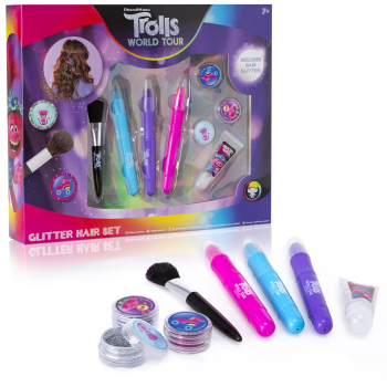 Set creta pentru par 3 culori cu sclipici Dreamworks Trolls 64-0015