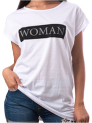 Tricou dama Woman imprimeu text bumbac alb XL 