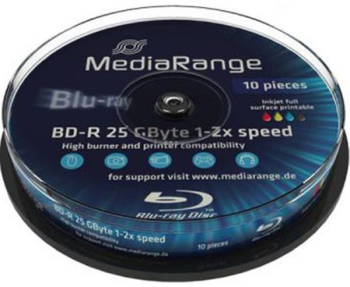 Blu-Ray MediaRange BD-R Single Layer 25Gb Printable - 10 numar in ax 