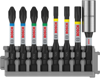 Bosch - Set 7 biti de impact 50mm 2x PH2 2x PZ2 T20 T25 T30 + suport magnetic 2608522326 