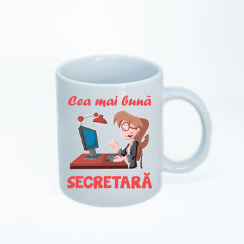 Cana alba personalizata secretara INOVATIX® . 330ml 