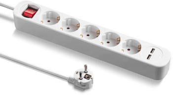 Prelungitor cu comutator 5 prize + 2 USB 3x1.5mm / 1.5m 230V Trotec tip PVH5
