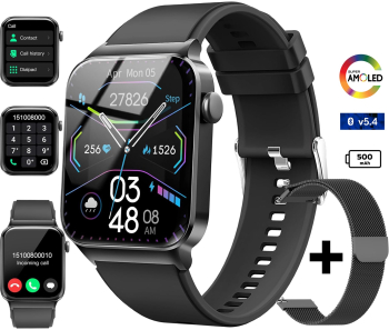 Ceas Smartwatch Barbati TechONE Zen Wrist Pro 1.85 inch SUPER AMOLED Inteligent ALEXA Apel Bluetooth v 5.4 HD Dial Pad