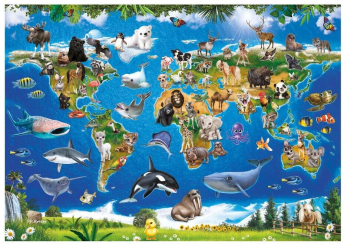 Puzzle XL - Harta animalelor 100 piese 