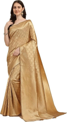 Sari de matase din Kerala Banarasi Jaanvi auriu - OUTLET 