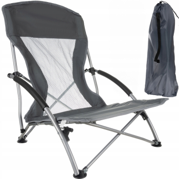 Scaun pliabil de camping Zola geanta de transport cadru metalic greutate maxima suportata 100 kg 69 x 50 x 55 cm gri 