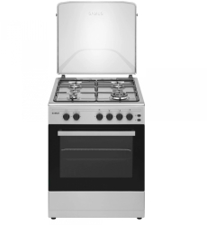 Aragaz Samus SM661XPGS1 4 arzatoare (1 wok) Cuptor pe gaz 55 L Grill Timer Aprindere electrica plita Siguranta plita + cuptor Inox 