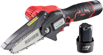 Mini-fierastrau de gradina Raider RD-GP24 12V 4 inch 2x2Ah cu 3 lanturi in cutie 