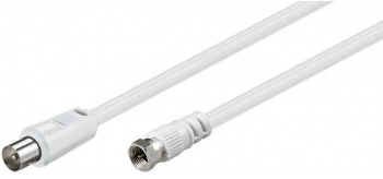 Cablu conexiune antena /SAT 5m F tata - Coaxial tata alb Goobay 