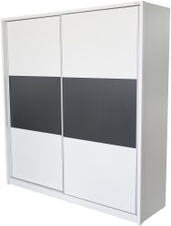 Dulap Milano cu usi culisante 206 x 220 x 60 cm Alb / Gri